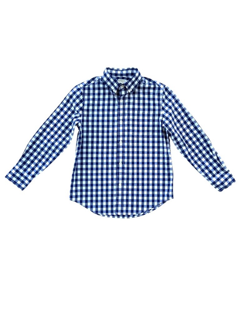 Crewcuts by J.Crew Boys Preppy Gingham Long Sleeve Button Down Shirt Size 8 Navy